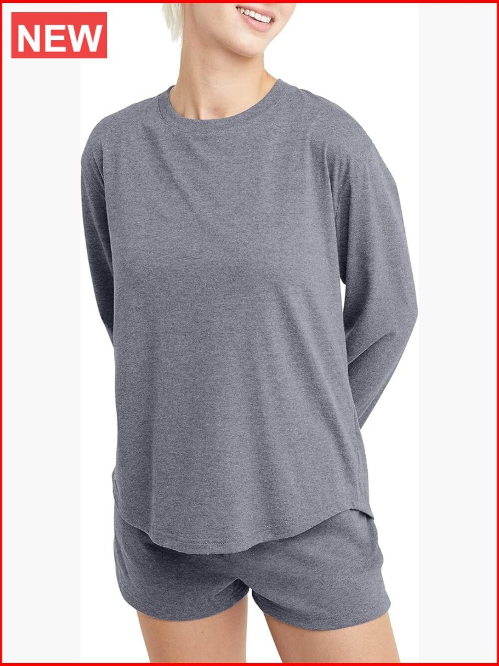 Tri-Blend Long Sleeve Crewneck T-Shirt Relaxed Fit Plus Sizes